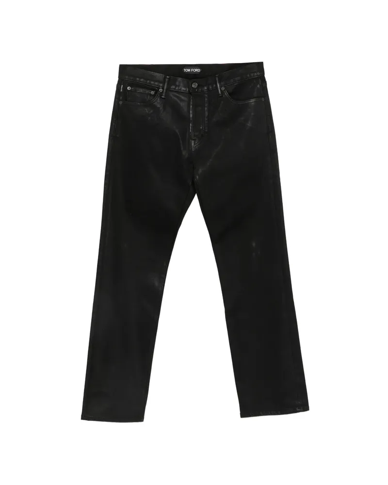 Tom Ford Coated Straight-leg Trousers Black