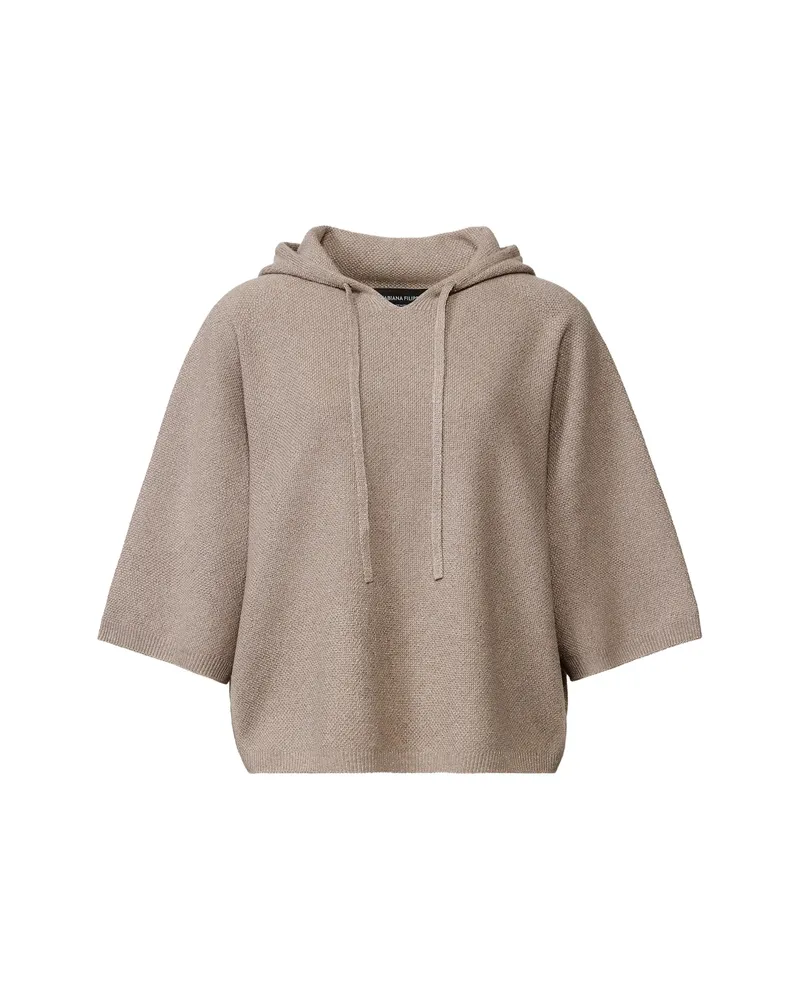 Fabiana Filippi Drawstring-fastening Elbow-sleeve Hoodie Brown