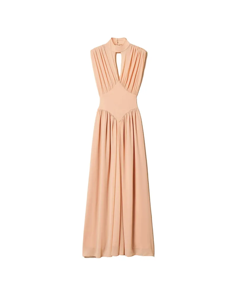 Twin-Set Gathering-detail Maxi Dress Neutrals