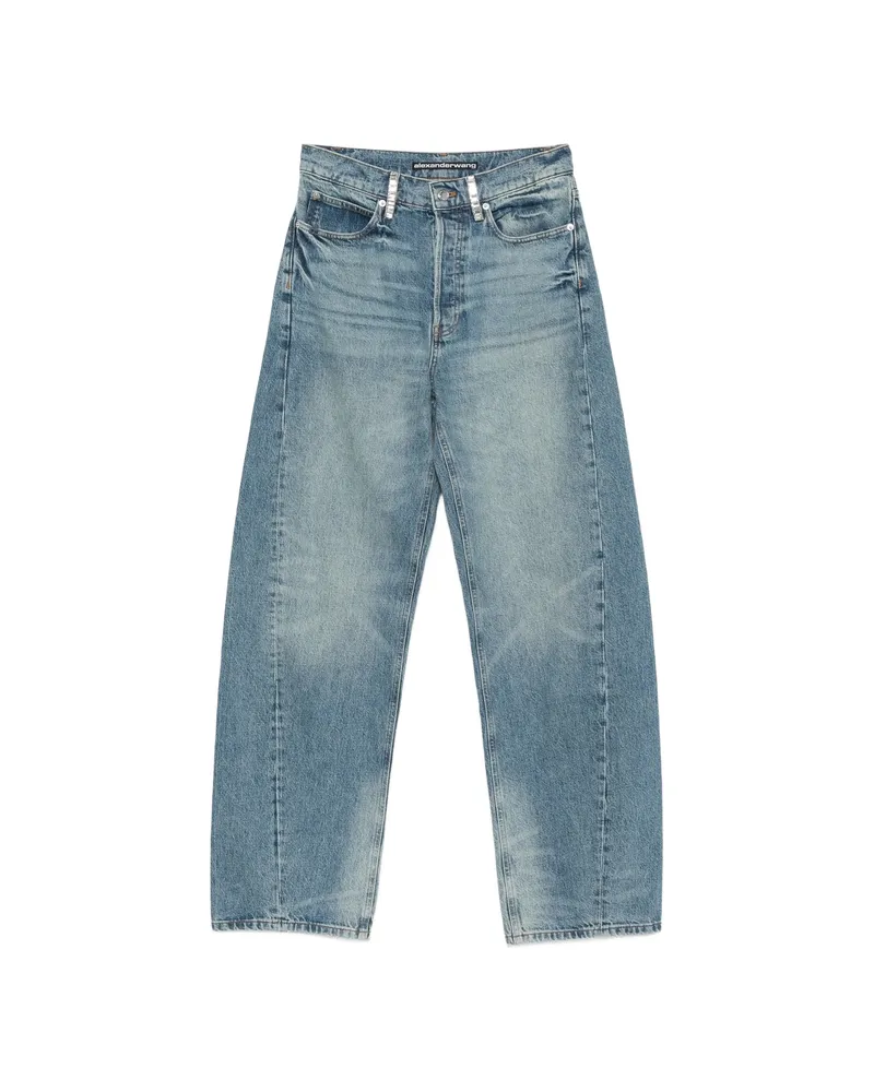 Alexander Wang Crystal-embellished Wide-leg Jeans Blue