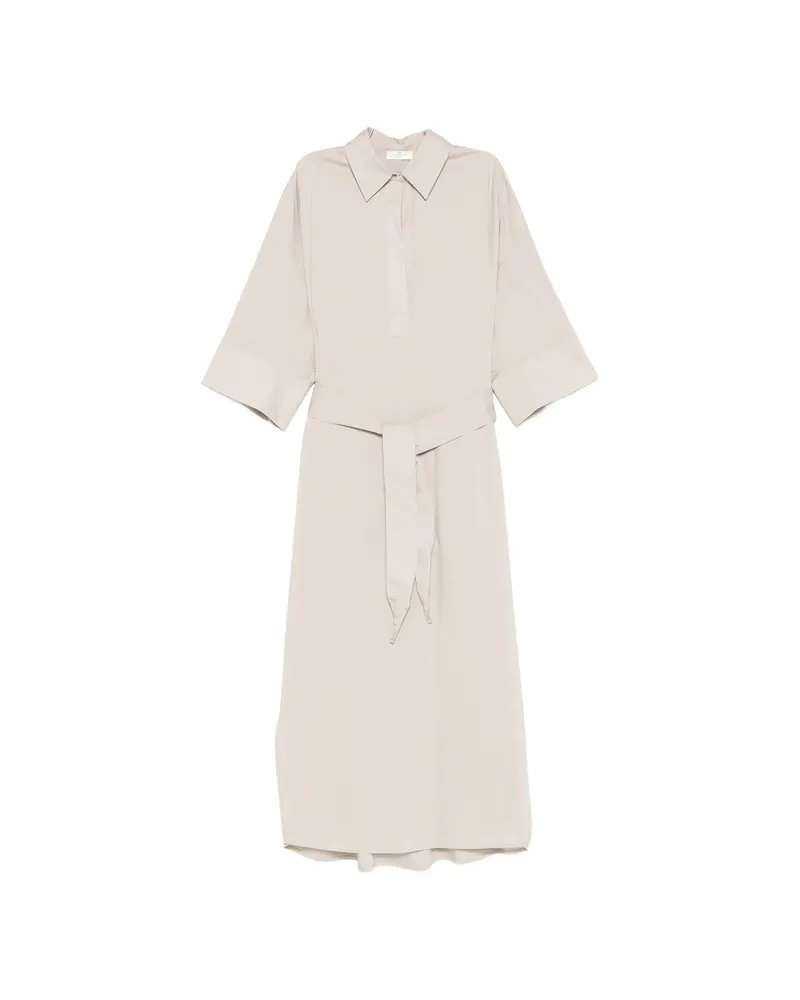 PANICALE Cashmere Belted Midi Shirt Dress Neutrals