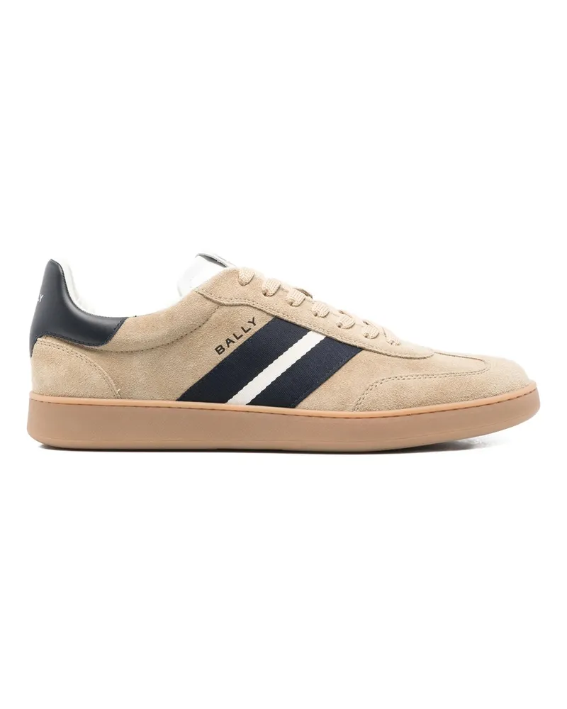 Bally Retro Stripe-detail Suede Sneakers Neutrals