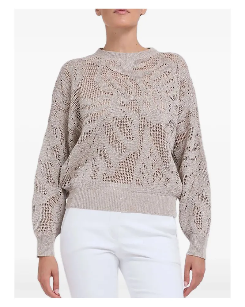 Brunello Cucinelli Open-knit Sweater Neutrals