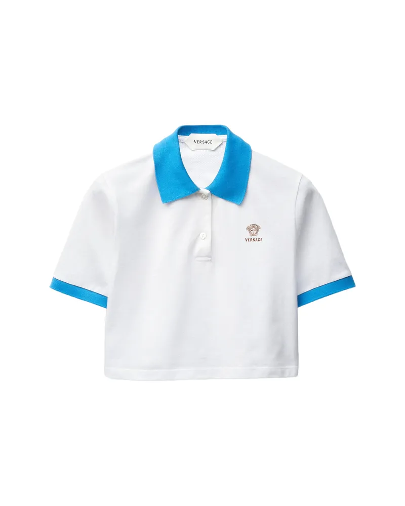 Versace Cropped Logo Polo Shirt White