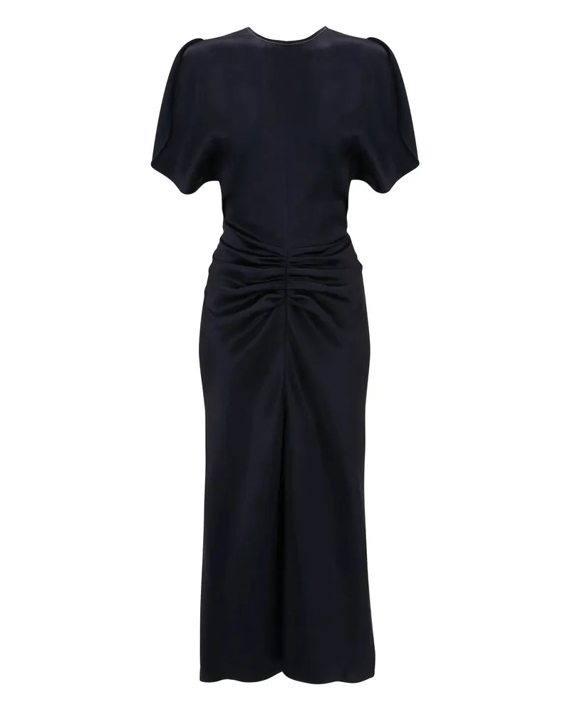 Victoria Beckham Gathered-waist Midi Dress Blue