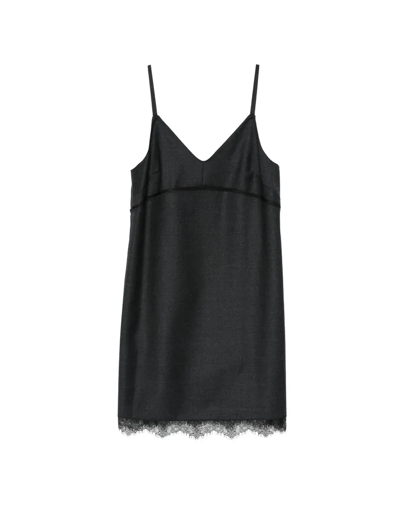 TELA Lace-trim Slip Mini Dress Grey