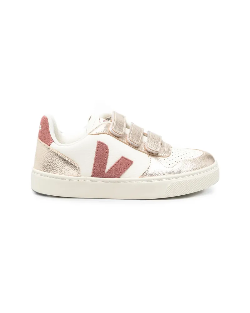 VEJA Small V-10 Touch-strap Leather Sneakers White