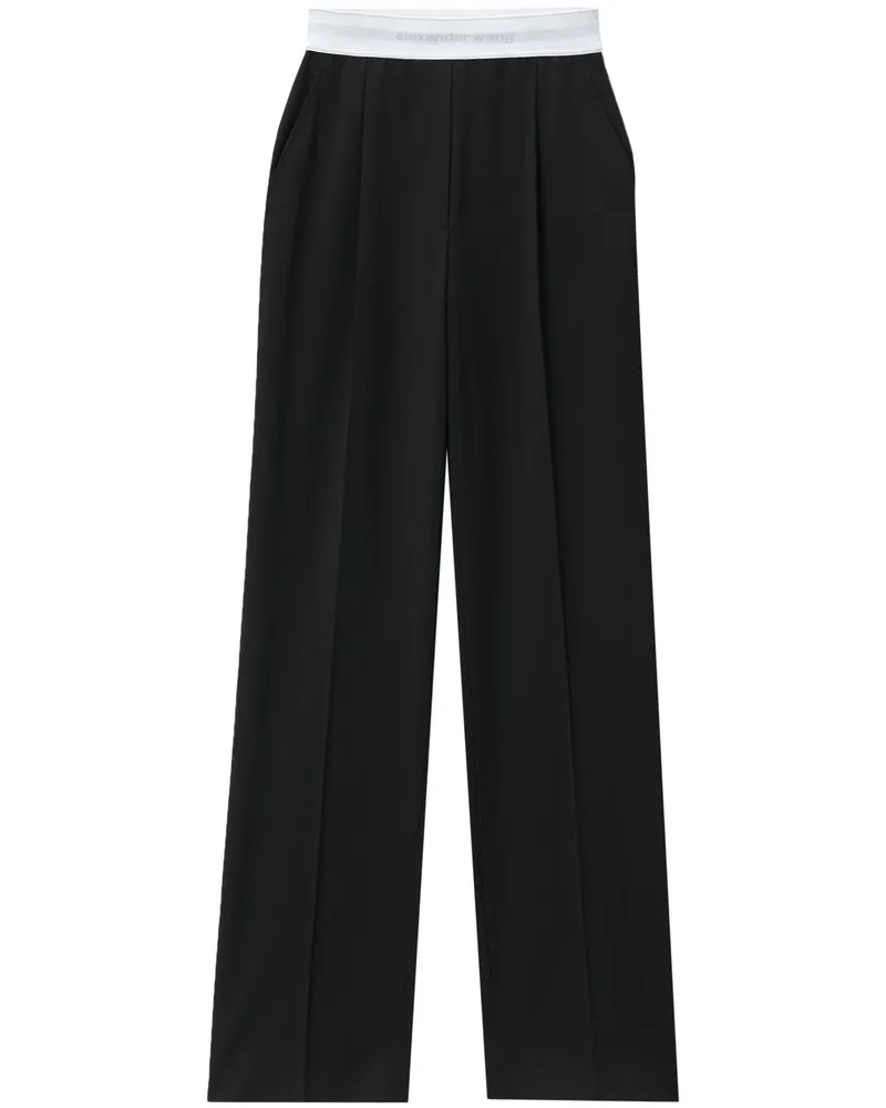 Alexander Wang Pleat-detail Logo-waistband Trousers Black