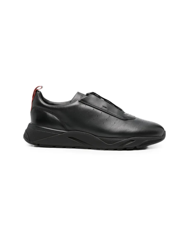 Santoni Perforated-detail Lace-up Sneakers Black