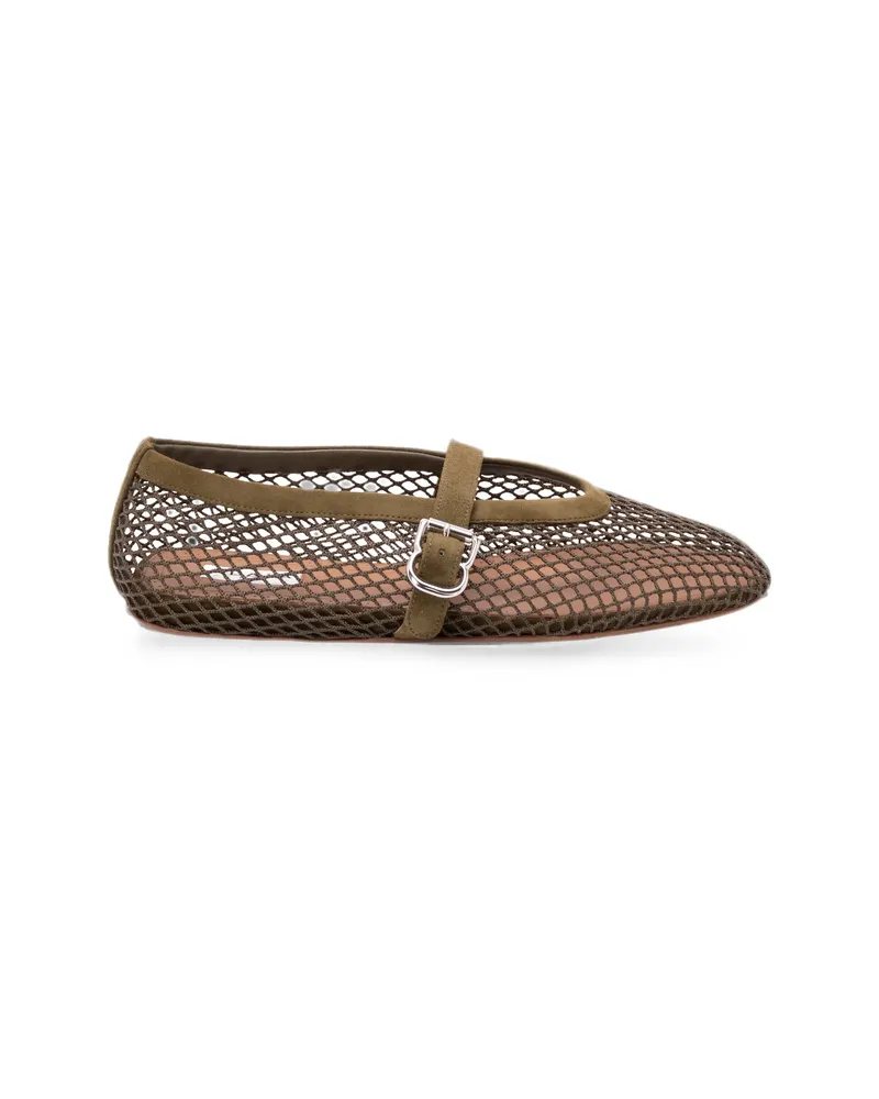 Alaïa Mesh Buckle-fastening Ballet Flats White