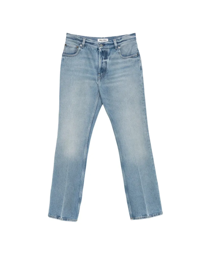 Miu Miu Logo-detail Straight-leg Jeans Blue