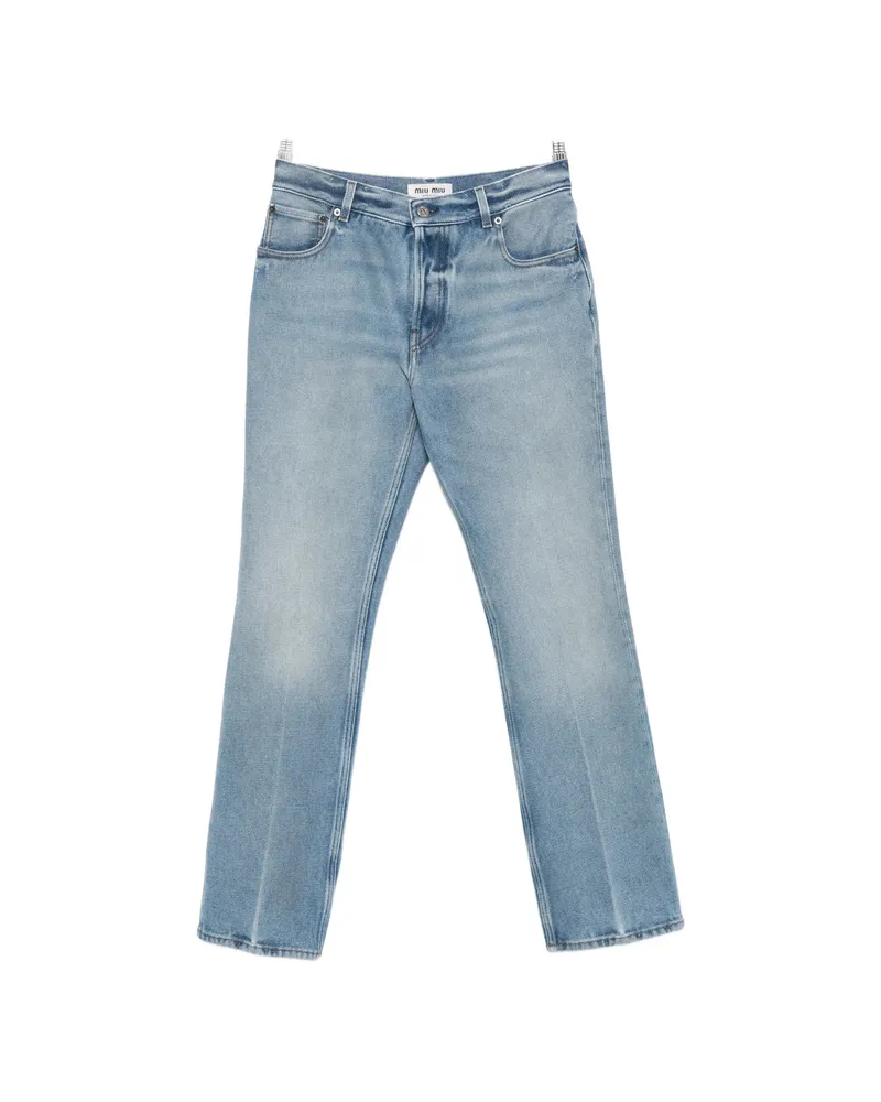 Miu Miu Logo-detail Straight-leg Jeans Blue