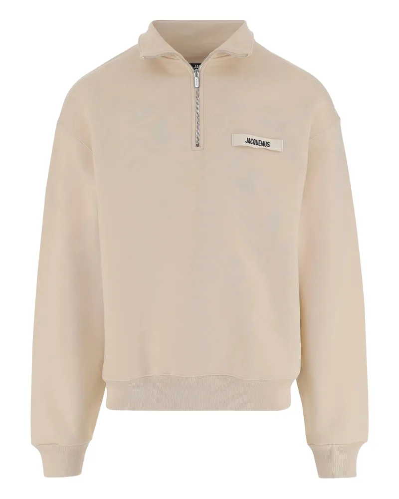Jacquemus The Gros Grain High-collar Logo Sweatshirt Neutrals