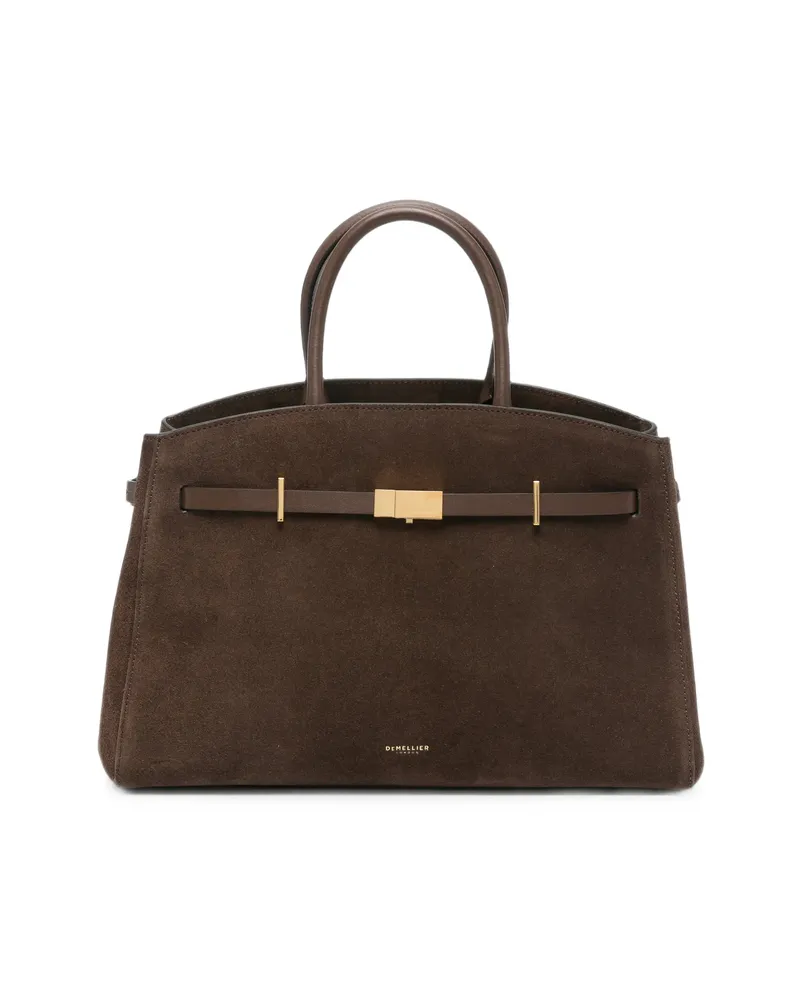 DeMELLIER The Midi Hudson Suede Tote Bag Brown
