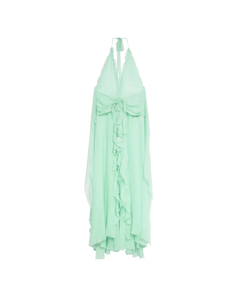 Blumarine Ruffled Georgette Dress Green