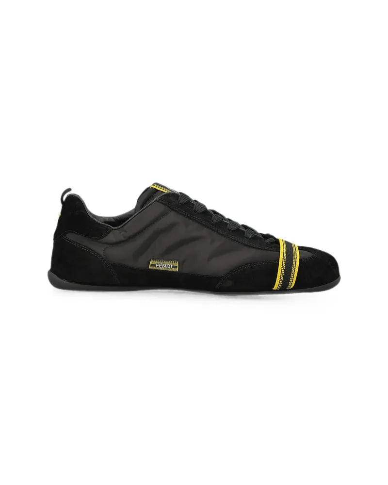 Fendi Wrap Black Suede And Fabric Low-top Trainers Black