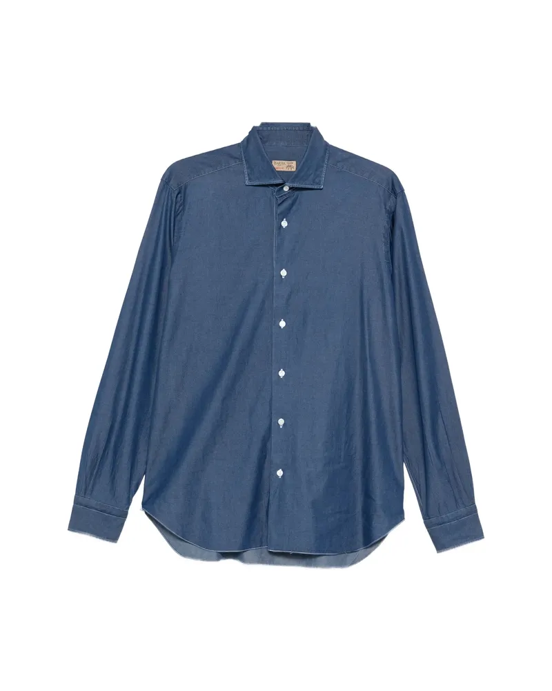 BARBA Long-sleeve Spread-collar Shirt Blue
