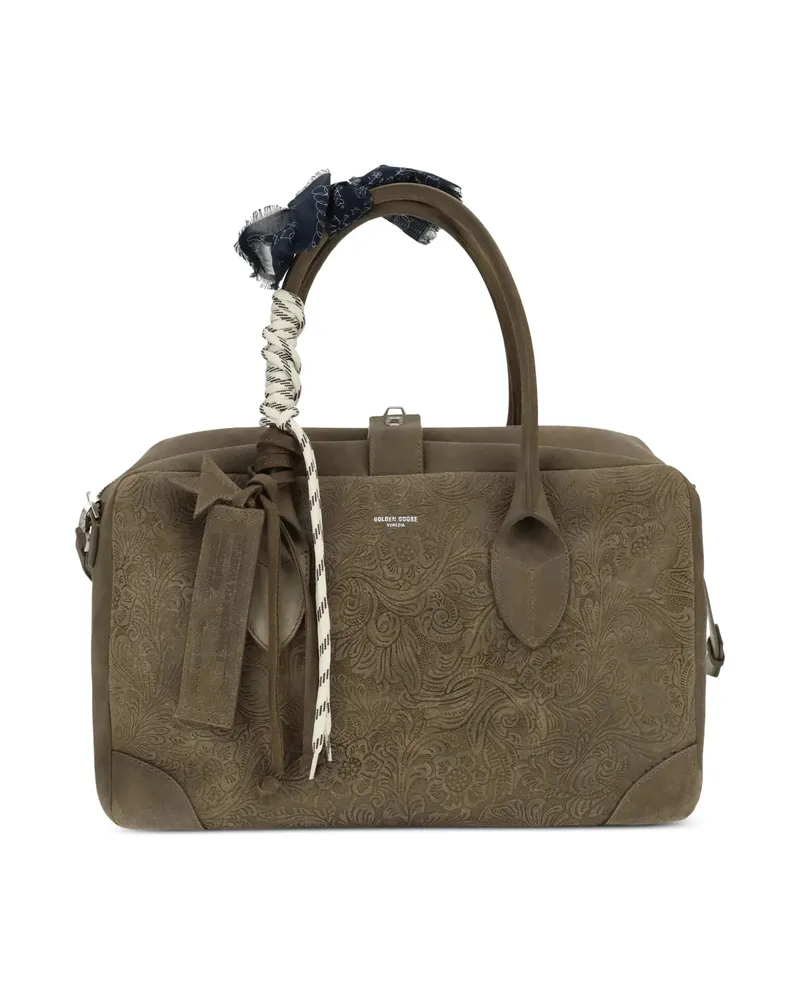 Golden Goose Medium Vita Floral-embossed Travel Bag Brown