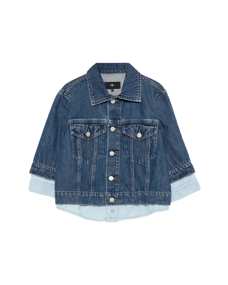 7 for all mankind Trucker Button Layered Jacket Blue