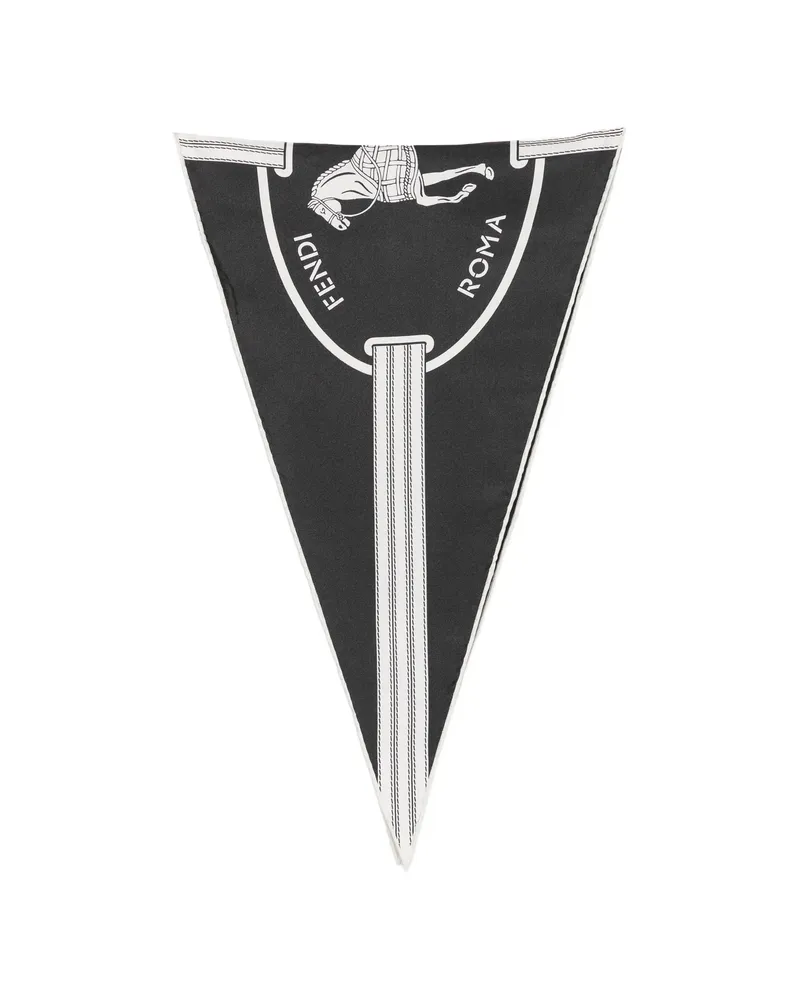 Fendi Equestrian-print Triangular Scarf Black