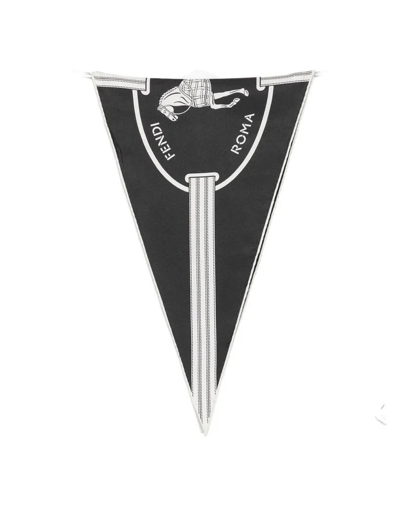 Fendi Equestrian-print Triangular Scarf Black