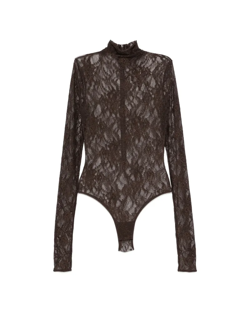 ANDAMANE Ziggy Lace-pattern High-neck Bodysuit Brown