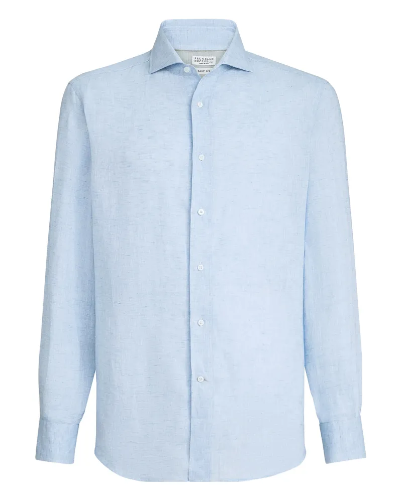 Brunello Cucinelli Spread-collar Shirt Blue