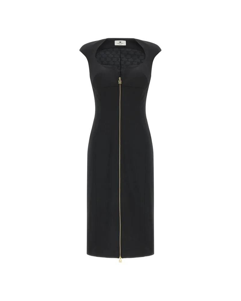 Elisabetta Franchi Sweetheart-neck Zip Midi Dress Black