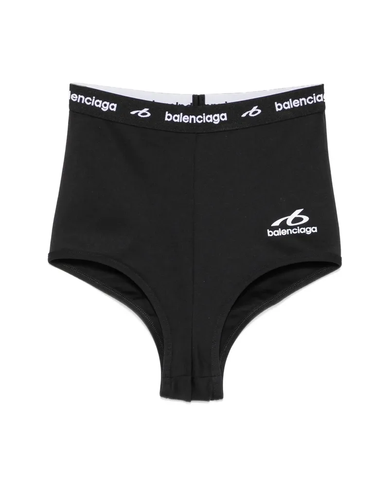 Balenciaga Logo-print High-waisted Shorts Black