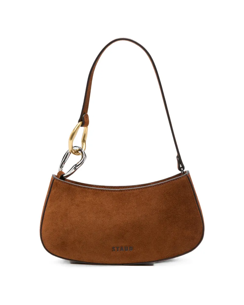 STAUD Ollie Suede Shoulder Bag Brown