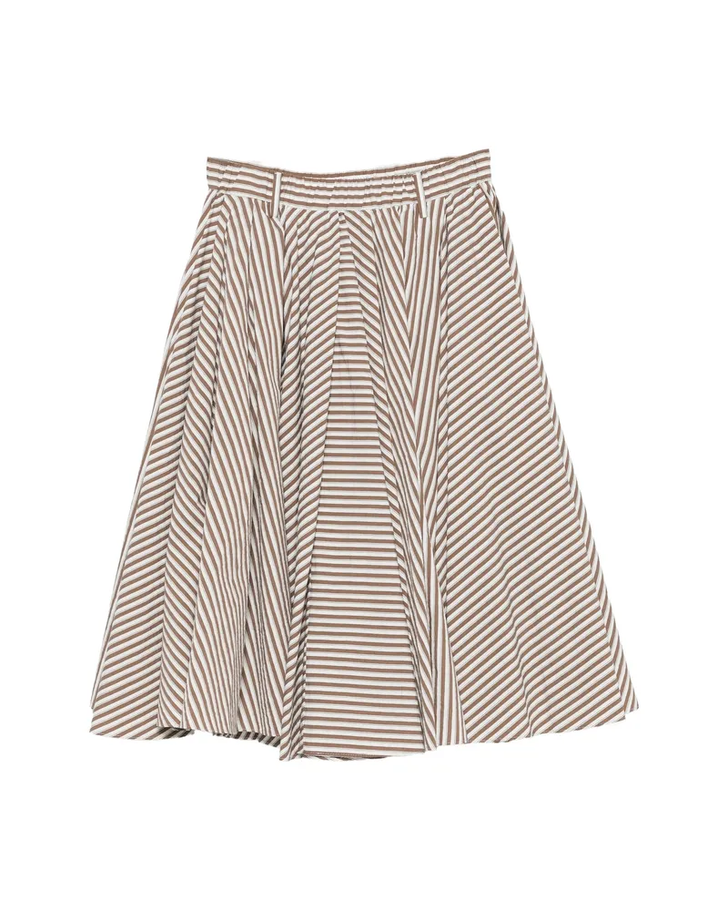 Brunello Cucinelli Striped Pleated Midi Skirt White