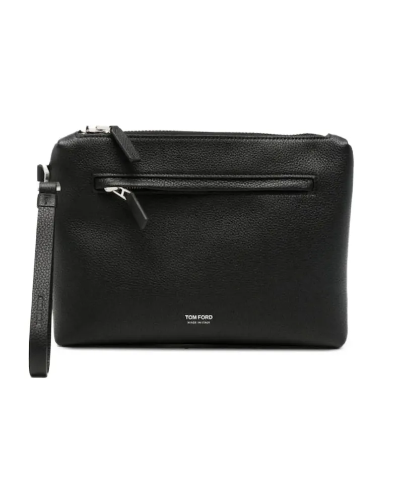 Tom Ford Grained Leather Clutch Bag Black