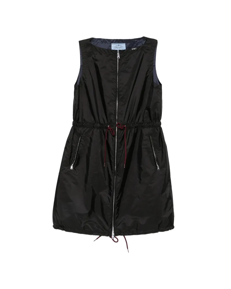 Prada Drawstring-waist Sleeveless Mini Dress Black