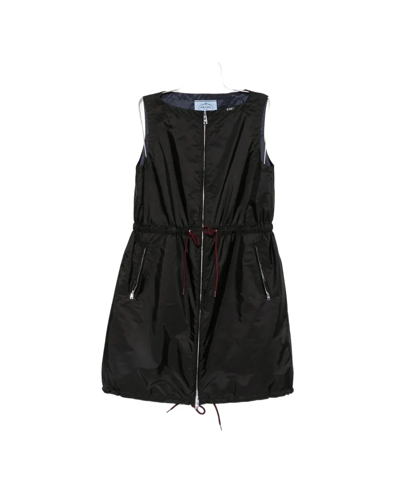 Prada Drawstring-waist Sleeveless Mini Dress Black