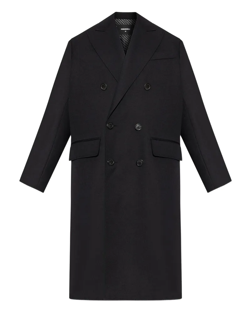 Dsquared2 Virgin Wool Double-breasted Coat Black