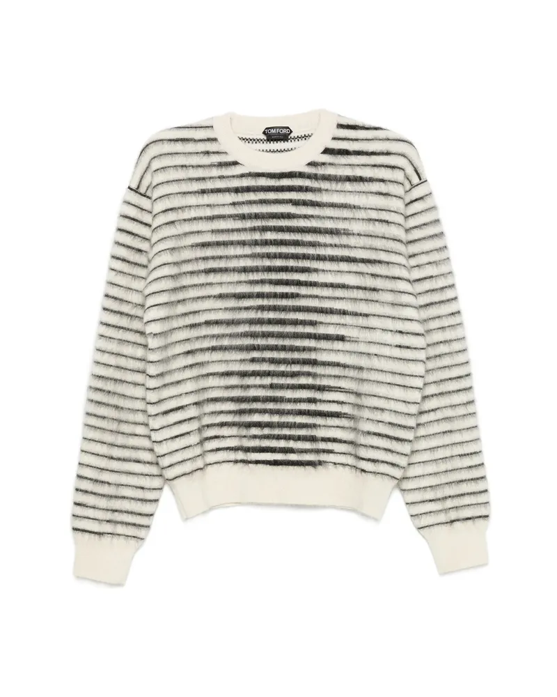 Tom Ford Striped Crew-neck Sweater Neutrals