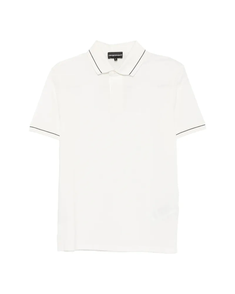 Emporio Armani Contrast-trim Buttoned Polo Shirt White