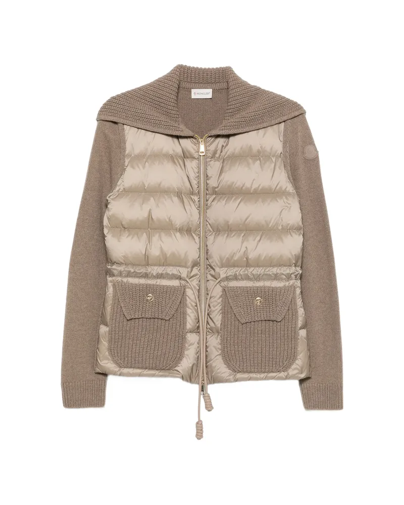 Moncler Padded-detail Cardigan Brown