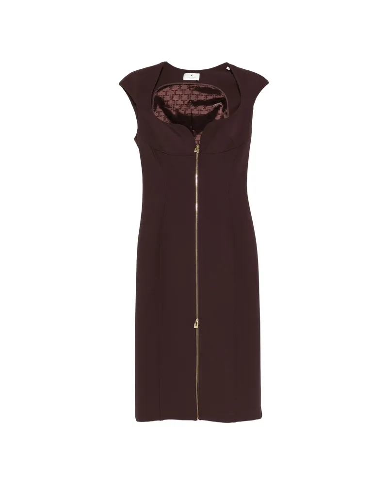 Elisabetta Franchi Zip-up Midi Dress Brown