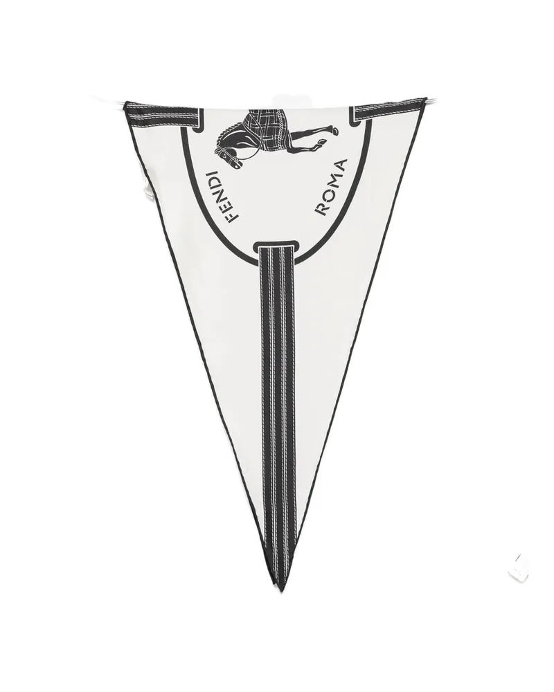 Fendi Selleria Horse-print Scarf White