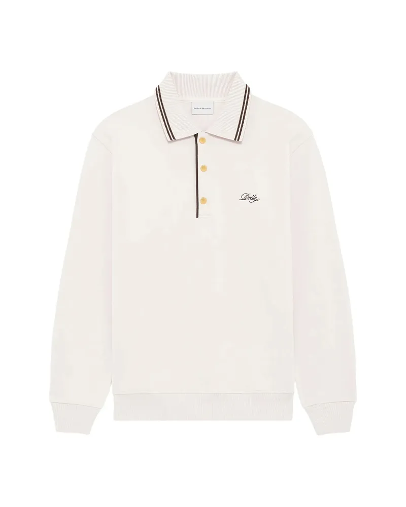 Drôle de Monsieur Drôle Logo-embroidered Polo Shirt Neutrals