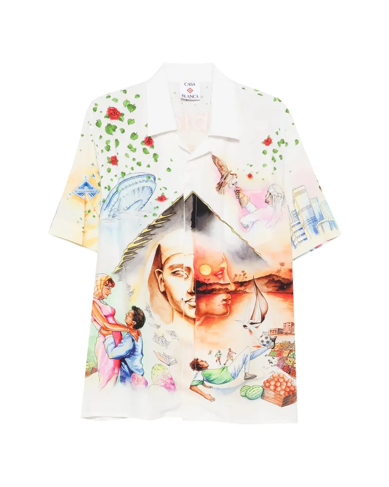 Casablanca Paris Short-sleeve Buttoned Shirt White