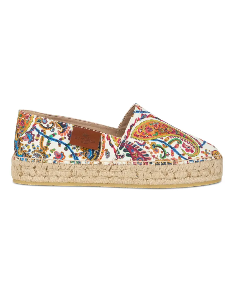 Etro Printed Cotton Espadrilles White