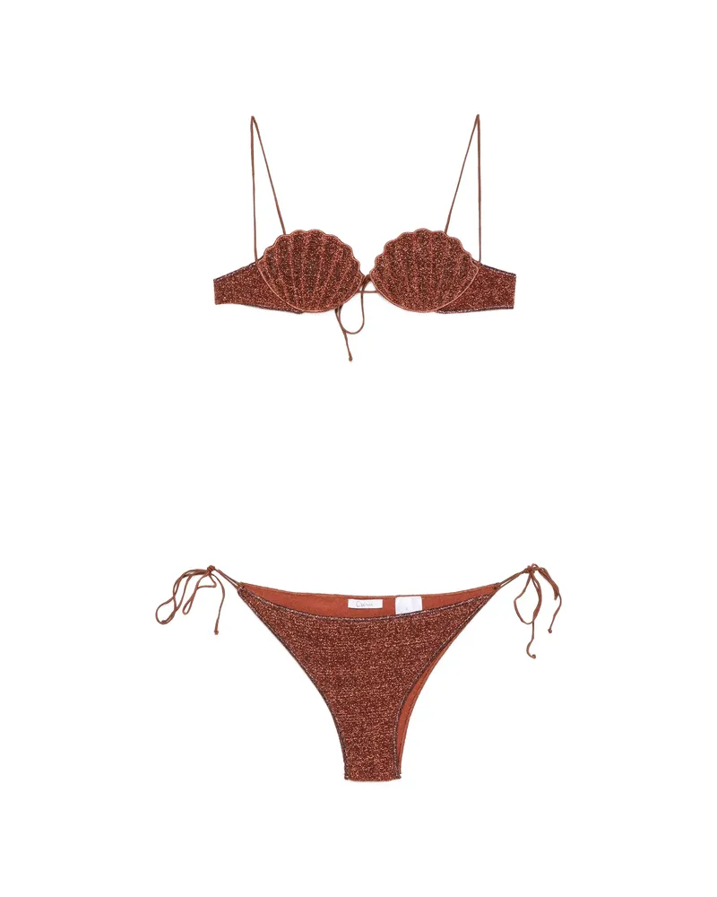 Oséree Lumierè Flitter-effect Swimsuit Brown