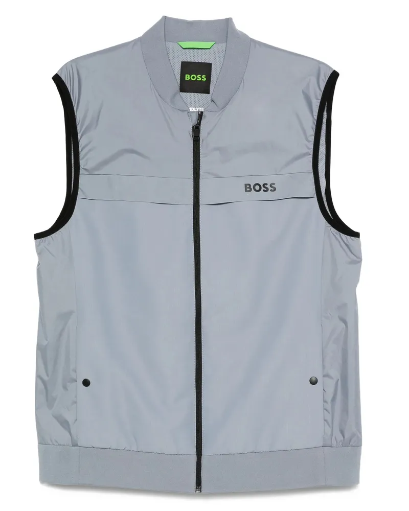 HUGO BOSS Gridlyte Zip-front Sleeveless Gilet Grey