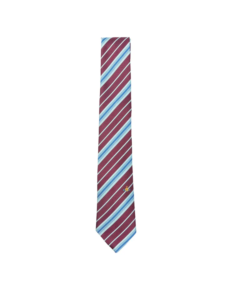 Vivienne Westwood Orb-embroidered Striped Tie Red