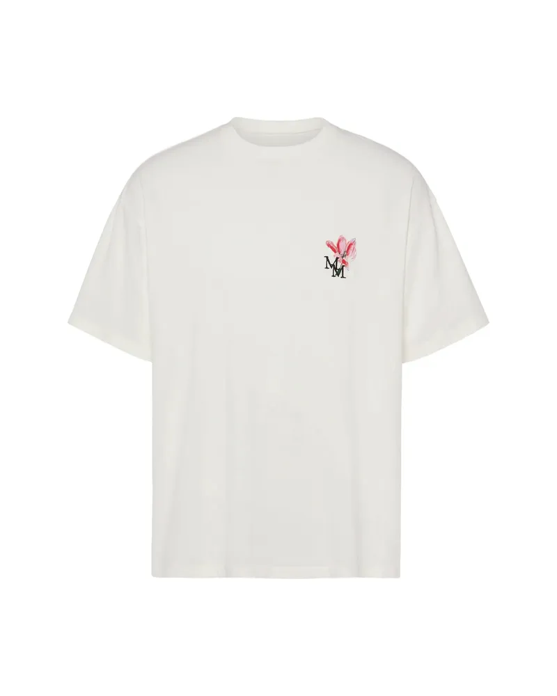 Maison Margiela Floral MM-embroidered Cotton T-shirt White