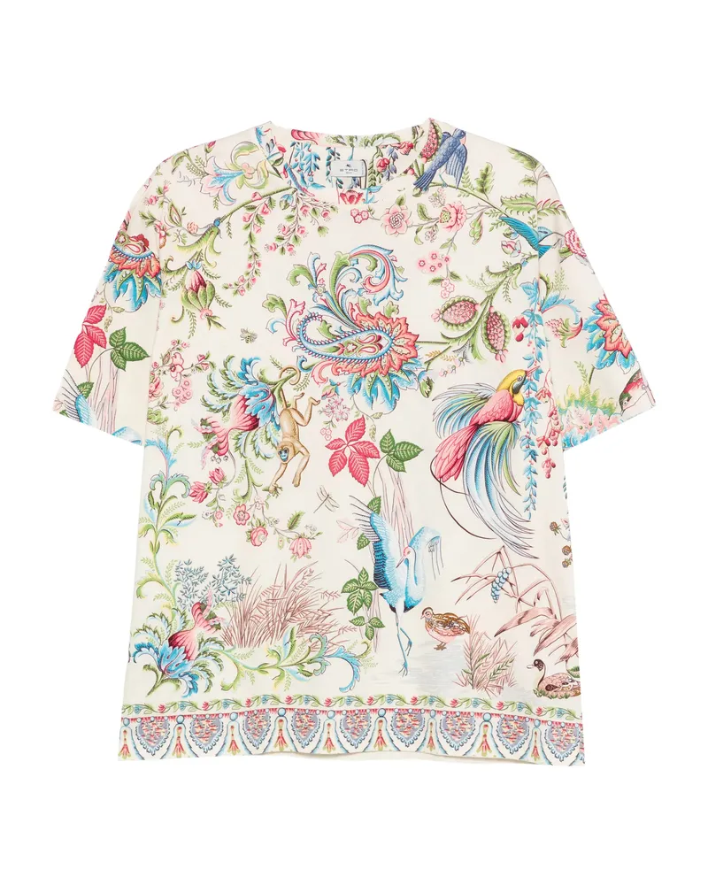 Etro Floral-print T-shirt Neutrals