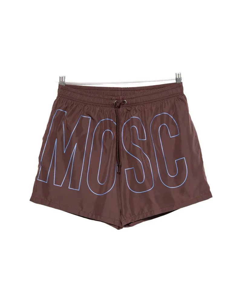 Moschino Logo-print Drawstring Swim Shorts Brown