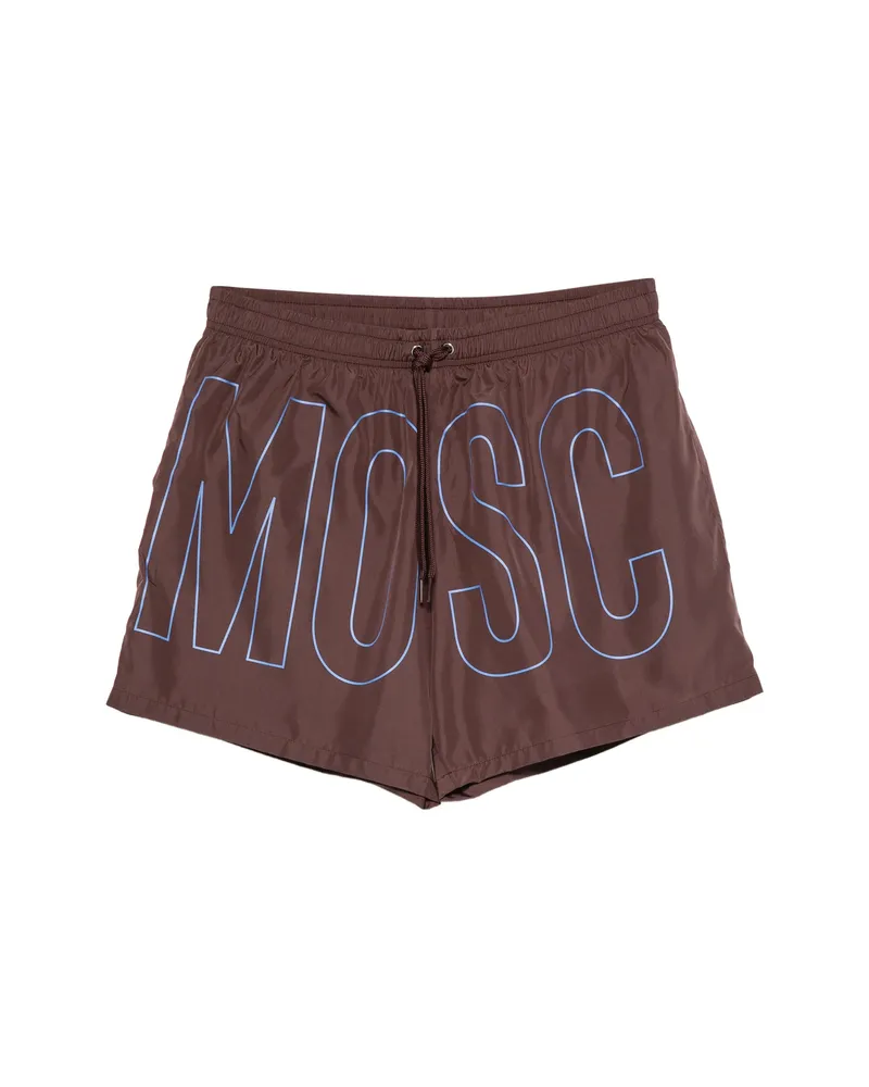 Moschino Logo-print Drawstring Swim Shorts Brown